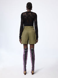 PANTALON ÉVASÉ EN GABARDINE DE LAINE AVEC DÉTAIL NŒUD