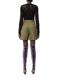 High-waisted flared shorts - Khaki