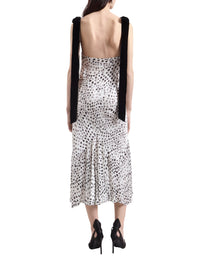 Polka dot midi dress in silk - White & Black
