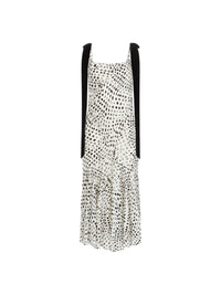 ROBE MI-LONGUE EN SATIN À POIS - Blanc & Noir