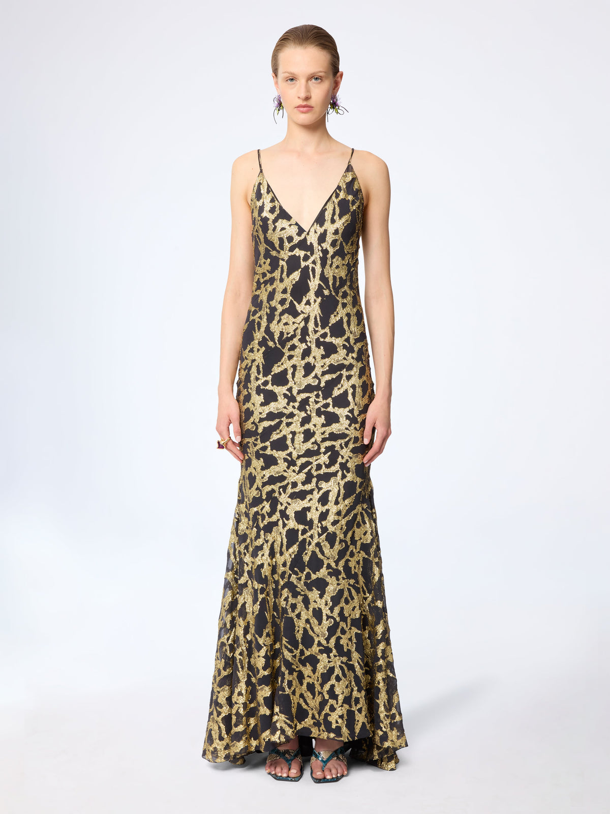 ROBE MIDI EN SATIN À POIS
