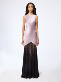 ROBE LONGUE NOIRE EN SOIE AVEC DÉTAILS DE NŒUD - Mauve