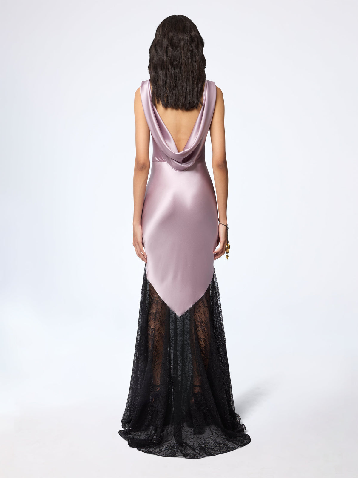 ROBE LONGUE NOIRE EN SOIE AVEC DÉTAILS DE NŒUD - Mauve