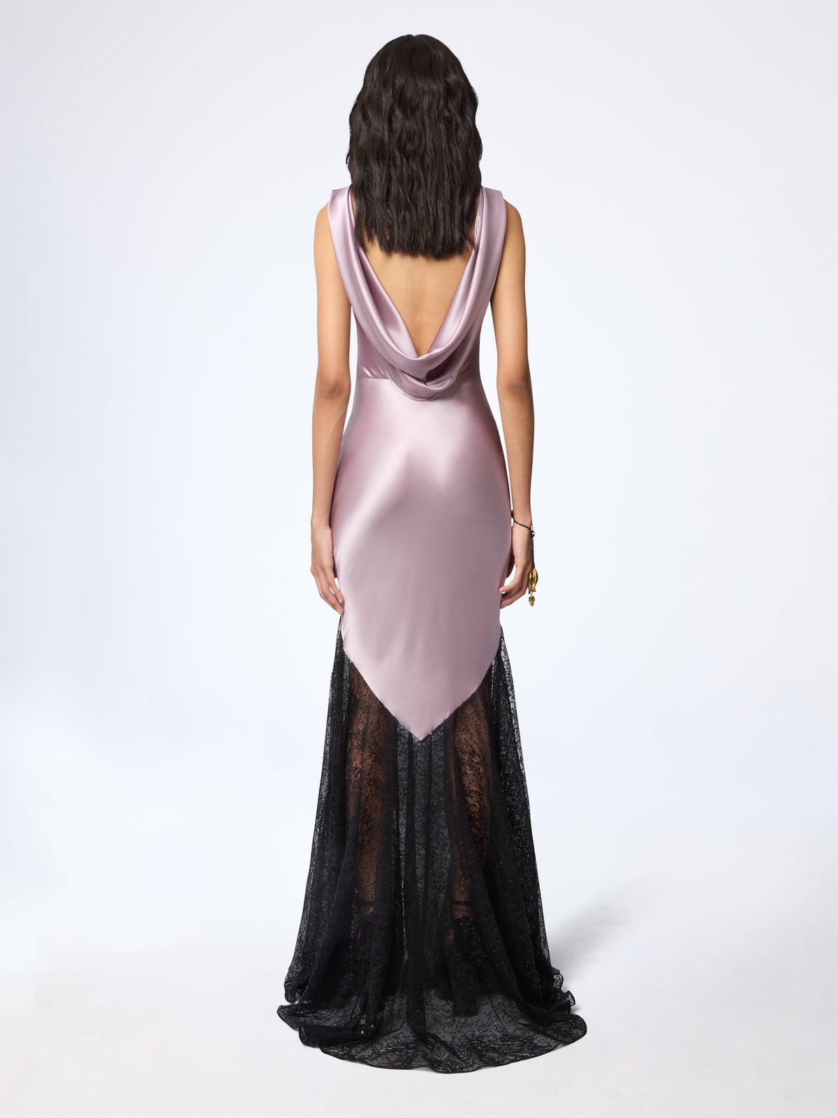 ROBE LONGUE NOIRE EN SOIE AVEC DÉTAILS DE NŒUD - Mauve
