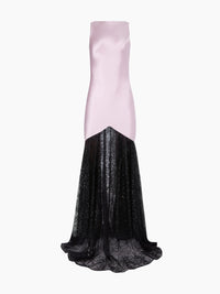 ROBE LONGUE NOIRE EN SOIE AVEC DÉTAILS DE NŒUD - Mauve