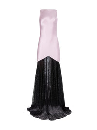 ROBE LONGUE NOIRE EN SOIE AVEC DÉTAILS DE NŒUD - Mauve