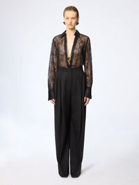 CHEMISE À SEQUINS TRANSPARENTS AVEC POIGNETS ÉVASÉS - Noir
