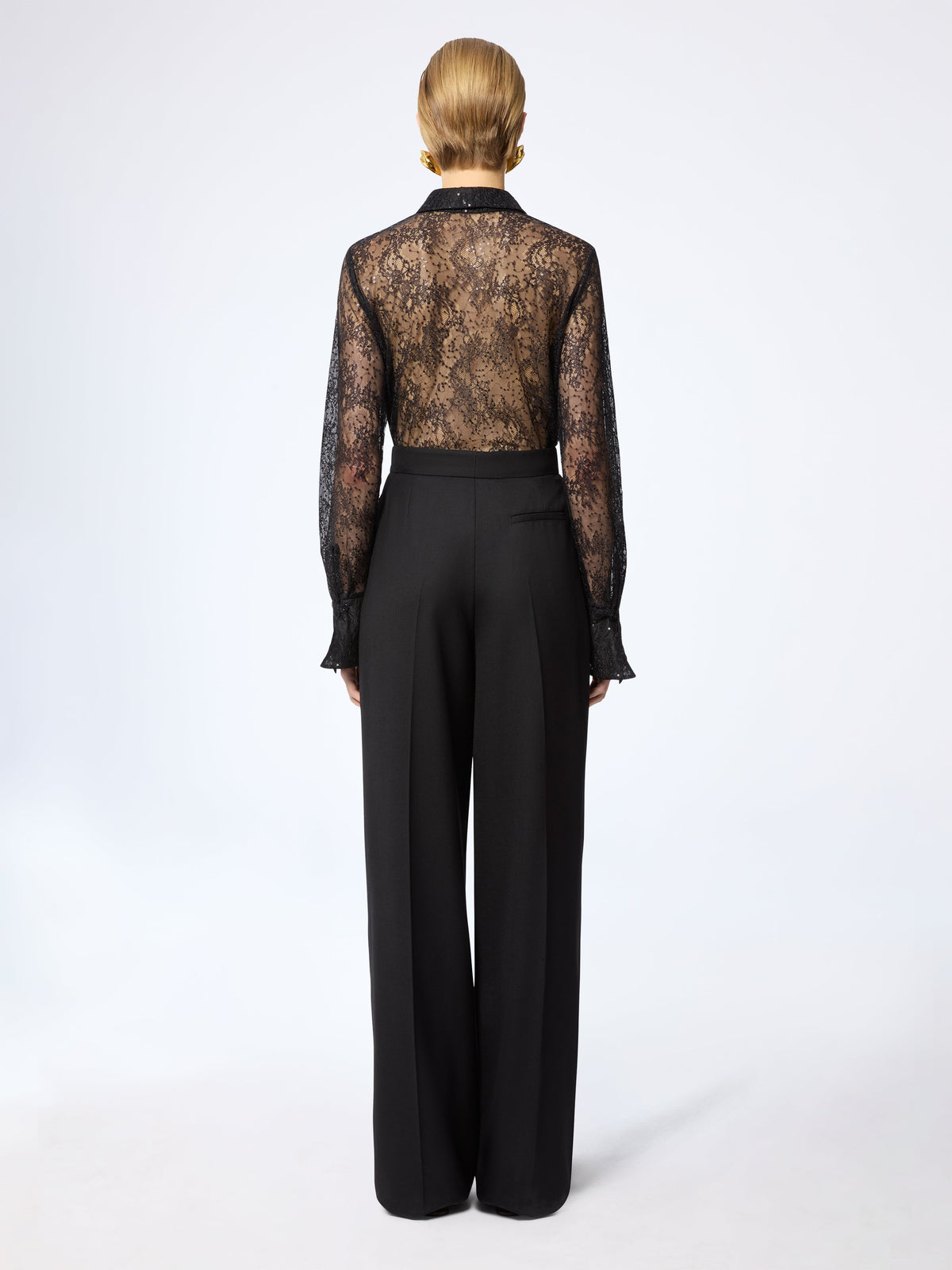 CHEMISE EN SOIE TRANSPARENTE AVEC DÉTAILS DE NŒUD