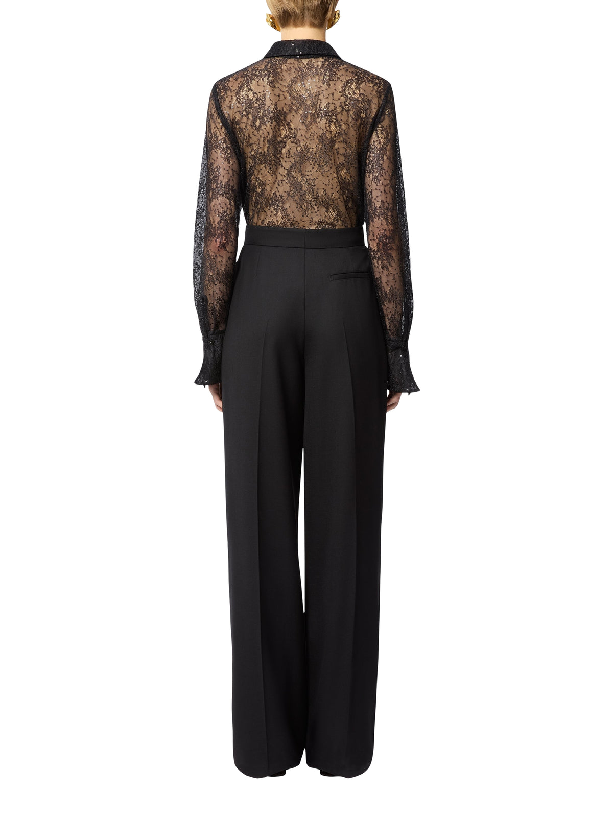 Silk lace-embroidered blouse - Black