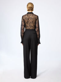 CHEMISE À SEQUINS TRANSPARENTS AVEC POIGNETS ÉVASÉS - Noir