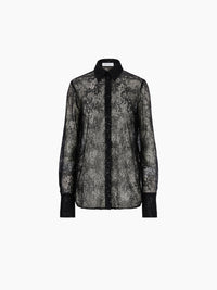 CHEMISE EN SOIE TRANSPARENTE AVEC DÉTAILS DE NŒUD