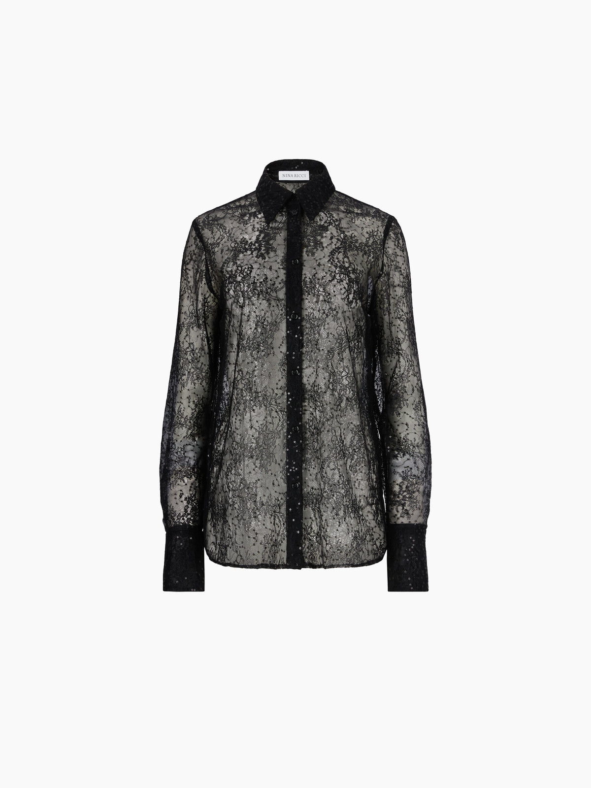 CHEMISE EN SOIE TRANSPARENTE AVEC DÉTAILS DE NŒUD