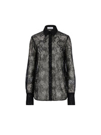 Silk lace-embroidered blouse - Black
