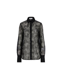 CHEMISE À SEQUINS TRANSPARENTS AVEC POIGNETS ÉVASÉS - Noir