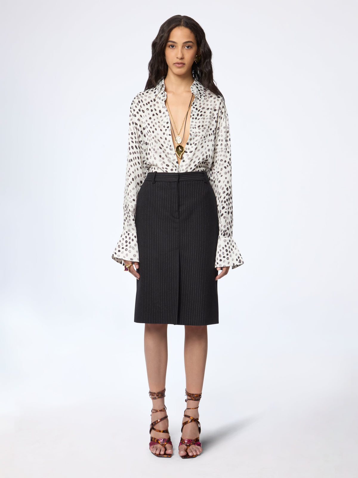 CHEMISE À SEQUINS TRANSPARENTS AVEC POIGNETS ÉVASÉS - Pois