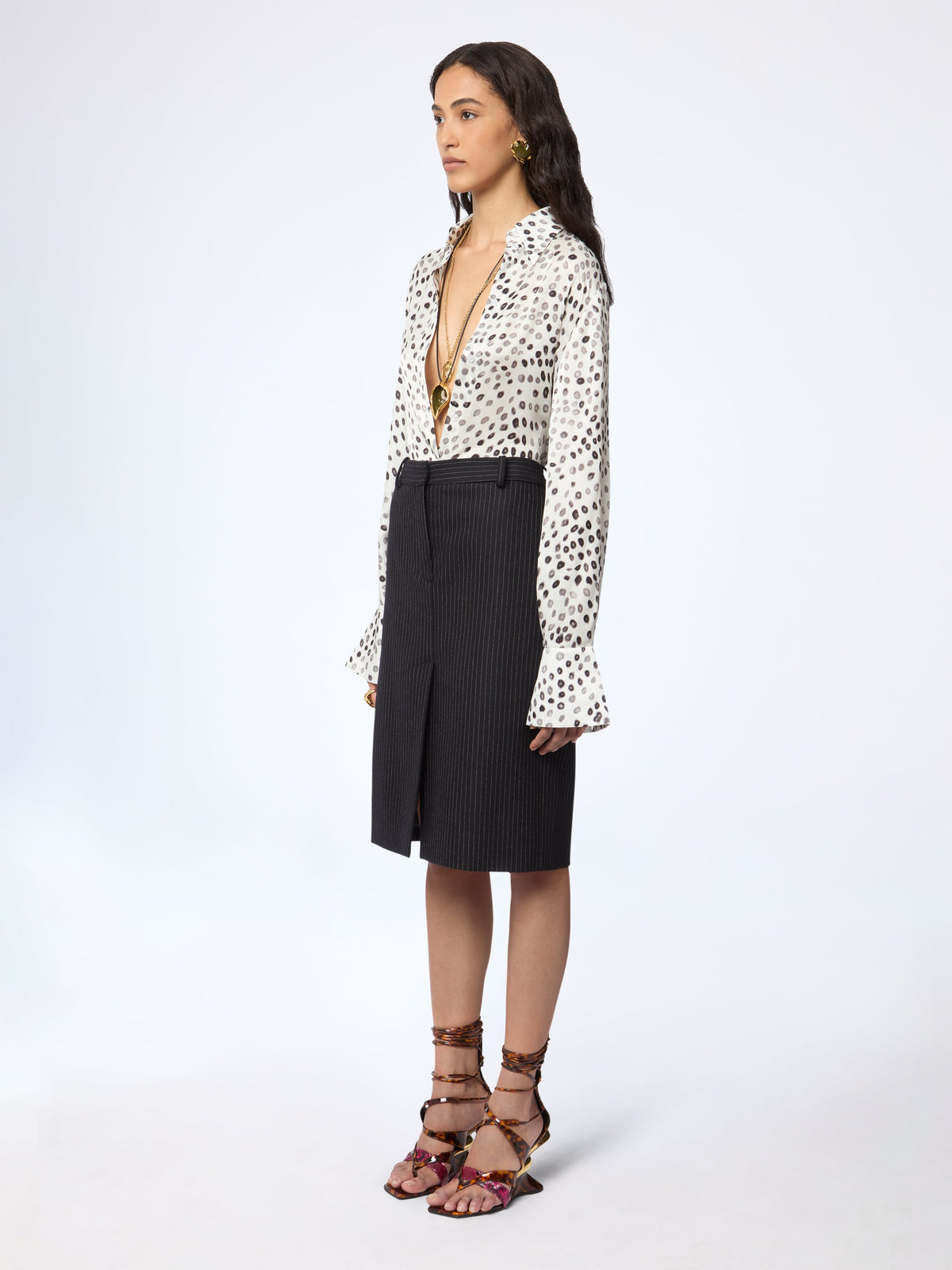 CHEMISE À SEQUINS TRANSPARENTS AVEC POIGNETS ÉVASÉS - Pois
