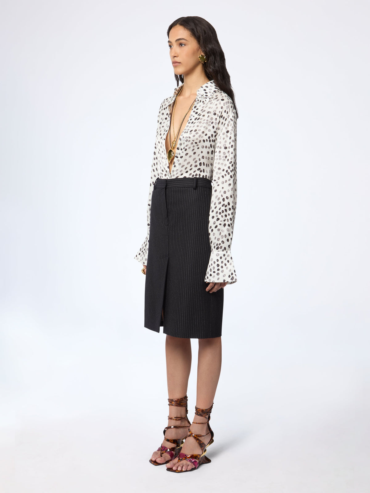 CHEMISE À SEQUINS TRANSPARENTS AVEC POIGNETS ÉVASÉS - Pois