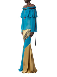 Silk ruffled blouse - Blue