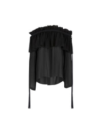 HAUT EN SOIE À POIS - Noir