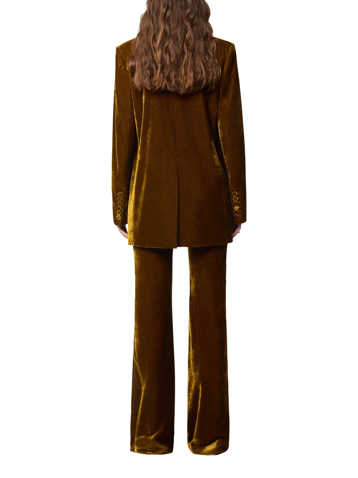 Long Velvet Blazer - Gold