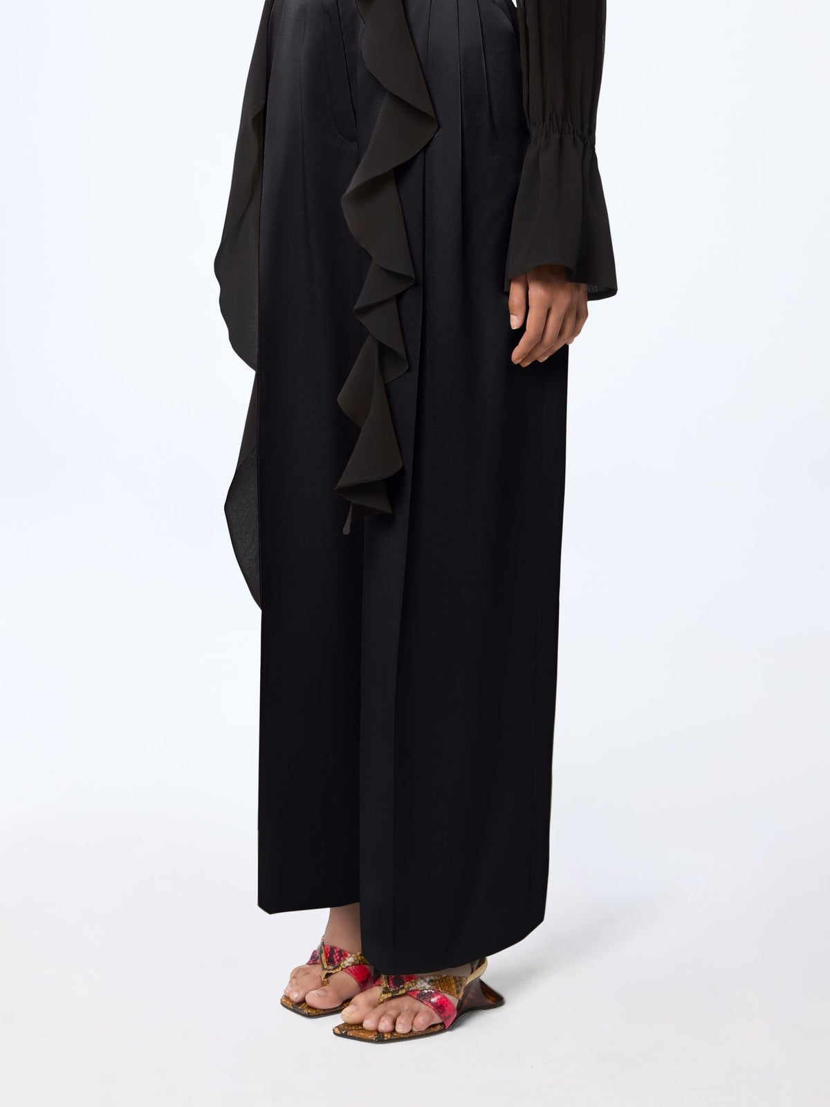 Satin Wide-Leg Pants - Black