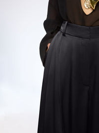 PANTALON LARGE EN CRÊPE DE SATIN NOIR - Noir