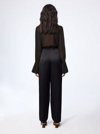 PANTALON LARGE EN CRÊPE DE SATIN NOIR - Noir
