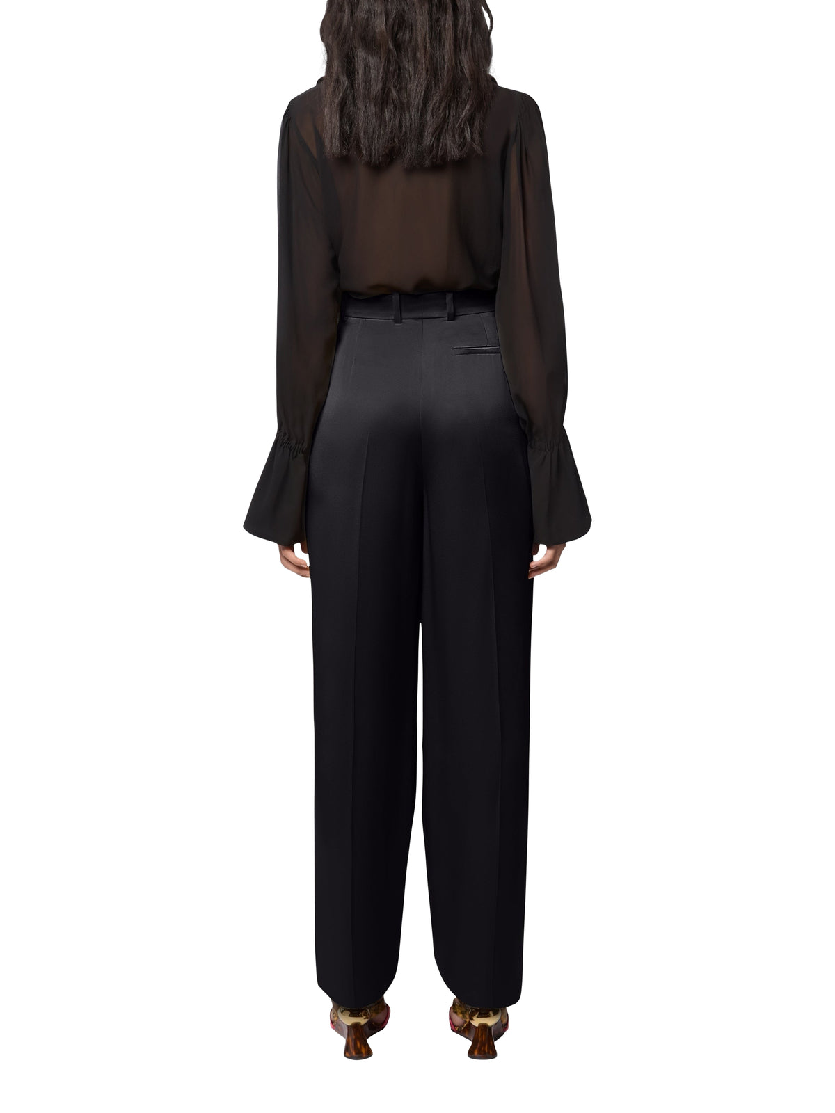 Satin Wide-Leg Pants - Black