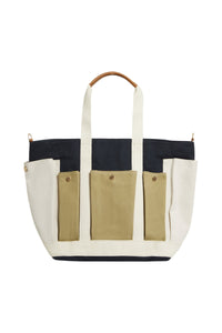 RECO : 110 // Cabas L multipoches en toile - Multicolore & Marine