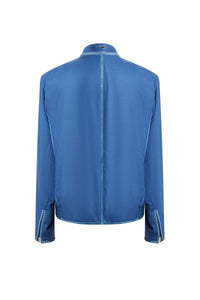 Blouson texturé en cuir exotique - Bleu