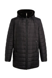Manteau long réversible en fourrure - Noir