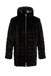 Manteau long réversible en fourrure - Noir