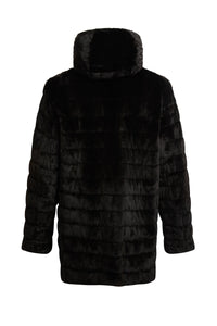 Manteau long réversible en fourrure - Noir