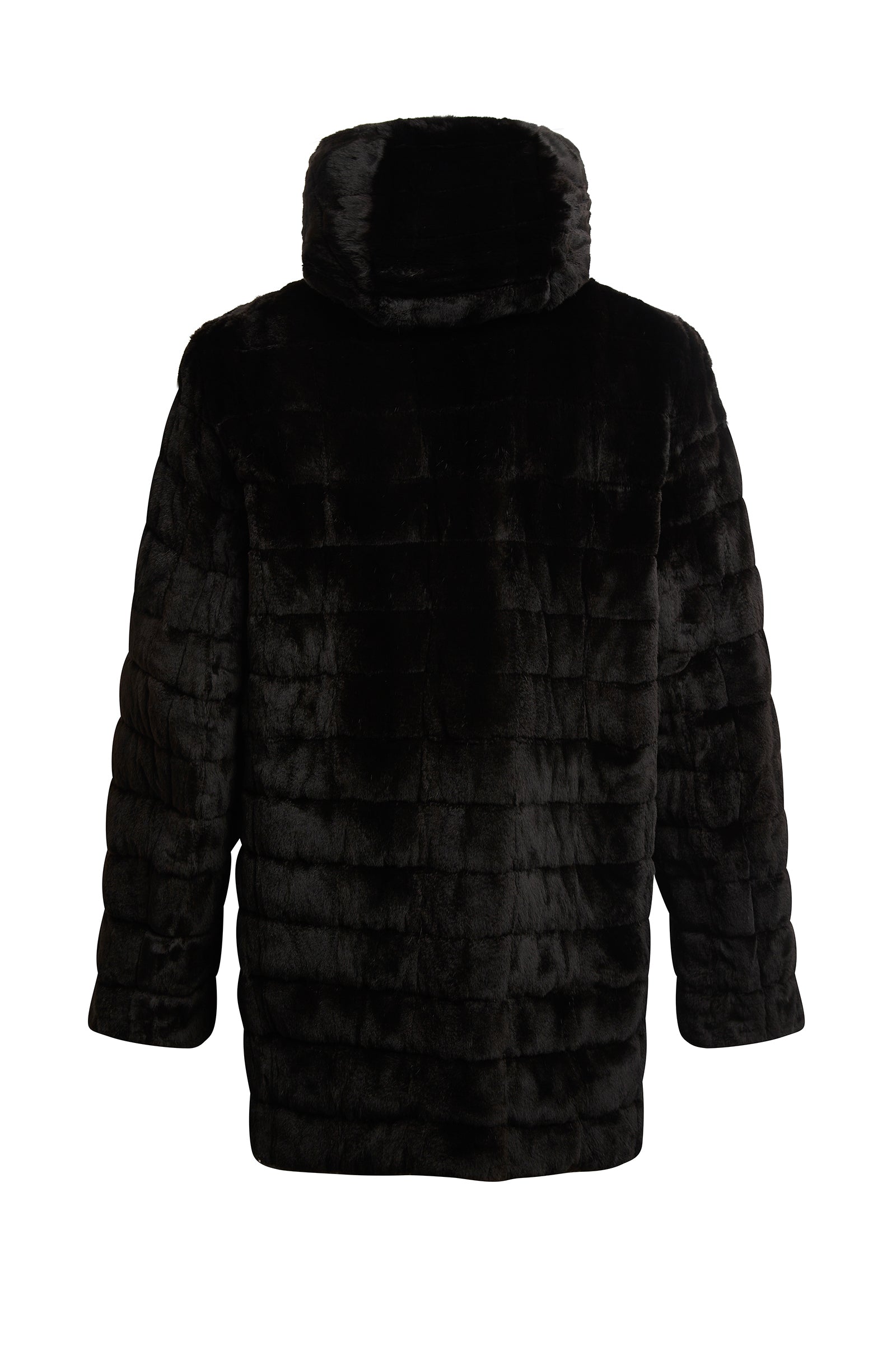 Manteau long réversible en fourrure - Noir