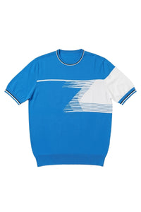 T-shirt à col rond et logo - Bleu