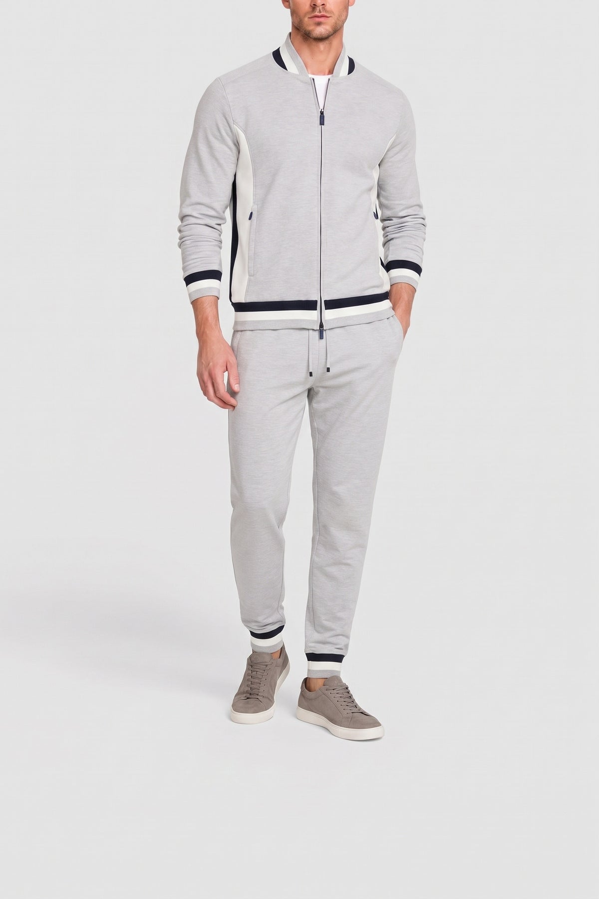 Ensemble de survêtement à bordures contrastées - Gris