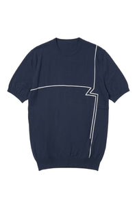 T-shirt à col rond et lignes - No color