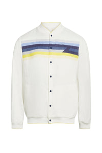 Striped linen bomber jacket - White