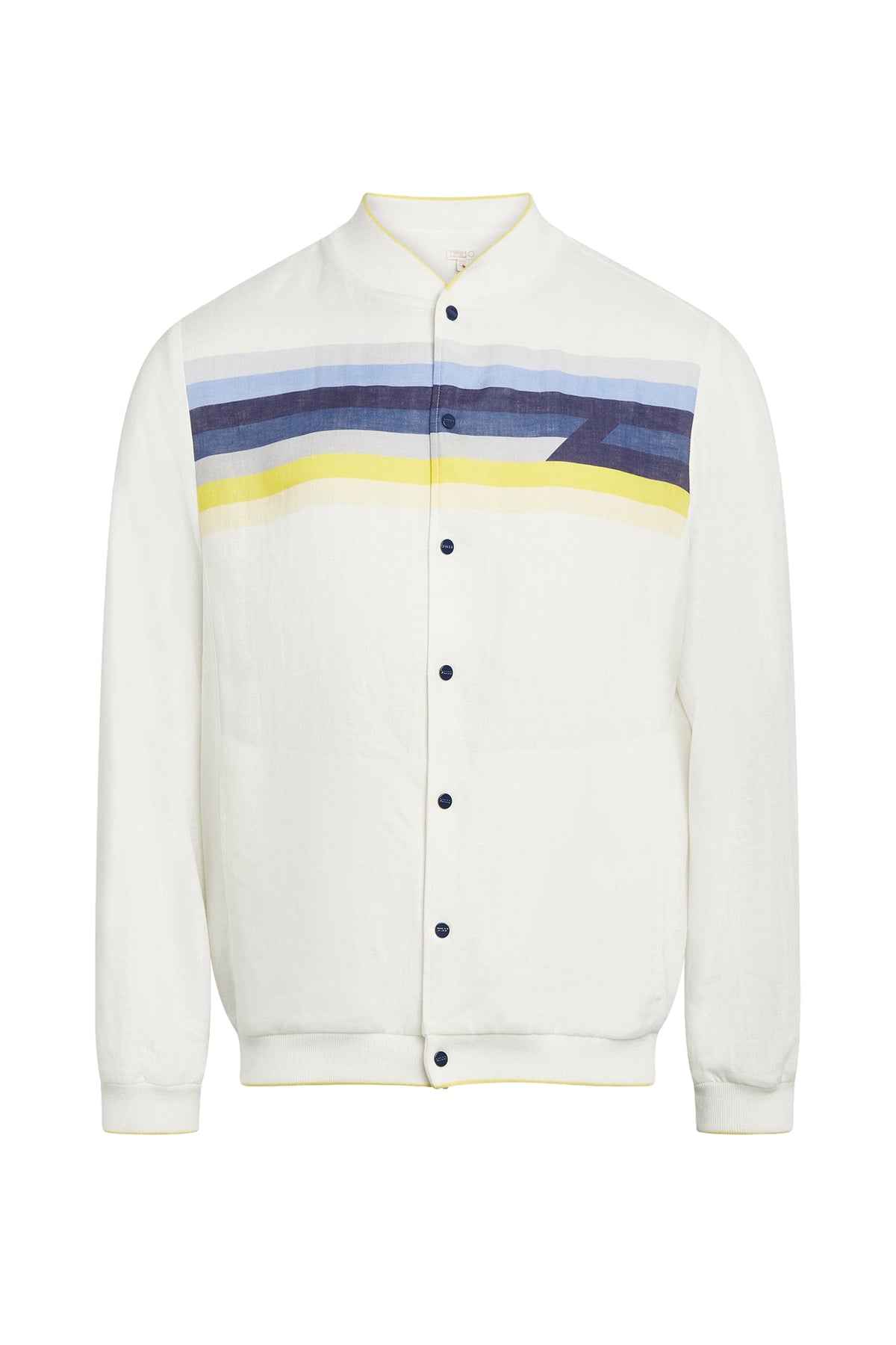 Striped linen bomber jacket - White