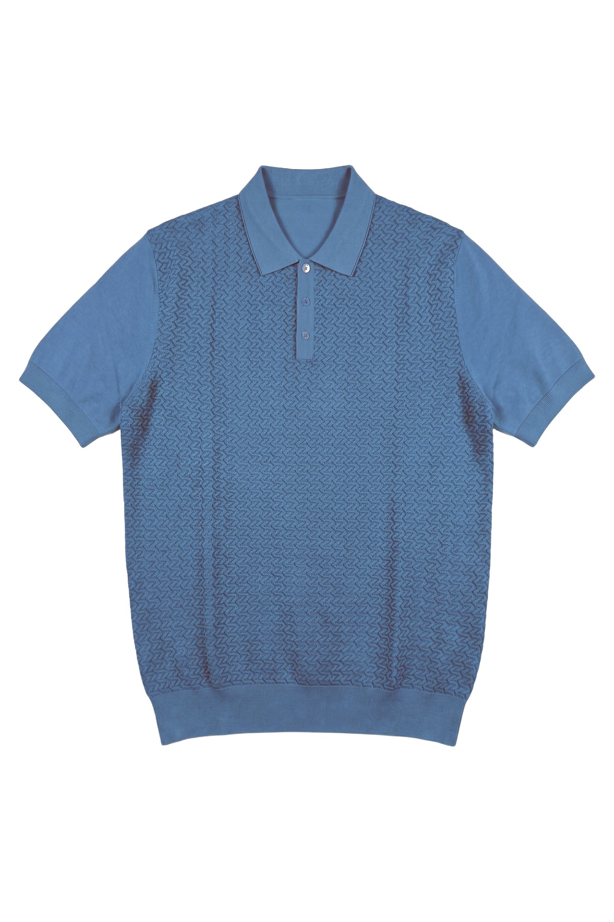 Polo contrasté en soie - Bleu
