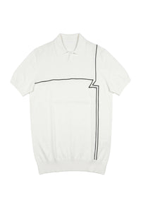 Polo à logo et lignes - Blanc