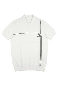 Polo à logo et lignes - Blanc