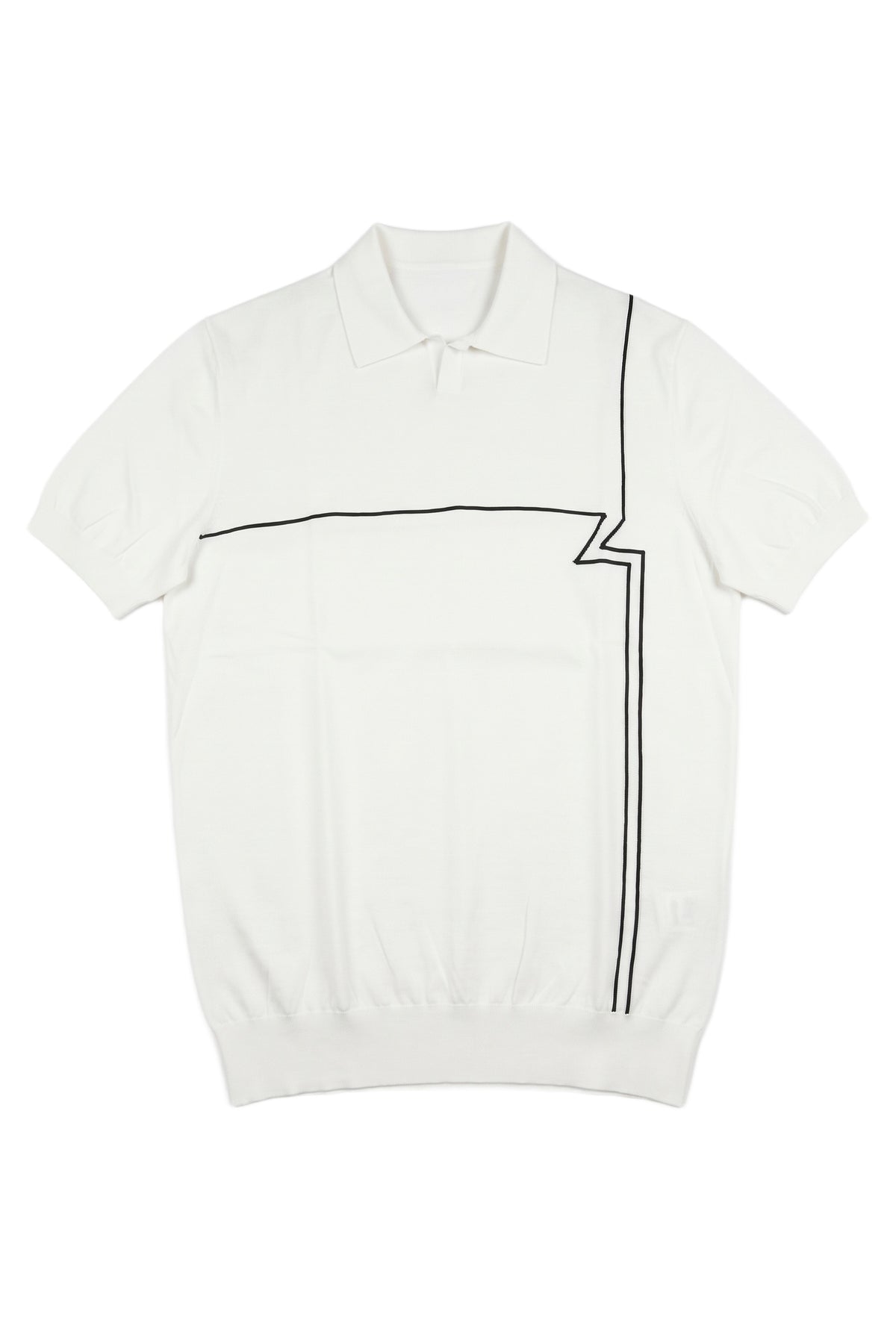 Polo à logo et lignes - Blanc