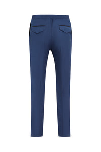 Pantalon de tailleur boutonné en laine - No color