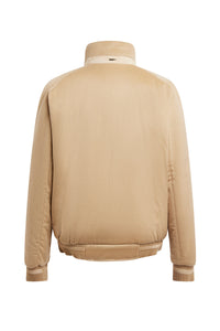 Bomber à bords rayés en cachemire - Beige