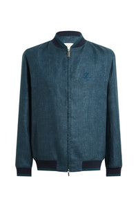 Bomber chiné en lin - Bleu