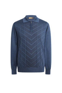 Pull à manches longues en cachemire et soie - Blue Abyss