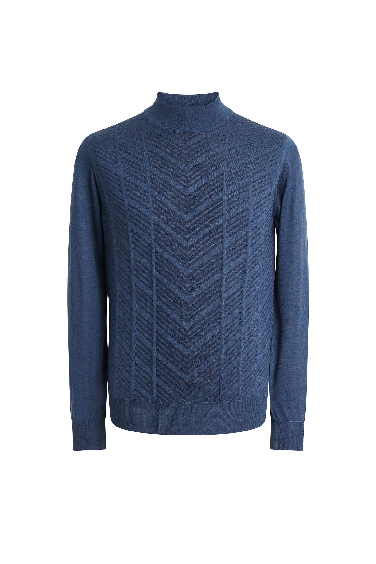 Pull à col montant en cachemire et soie - Blue Abyss