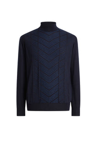 Pull à col montant en cachemire et soie - Dark Navy