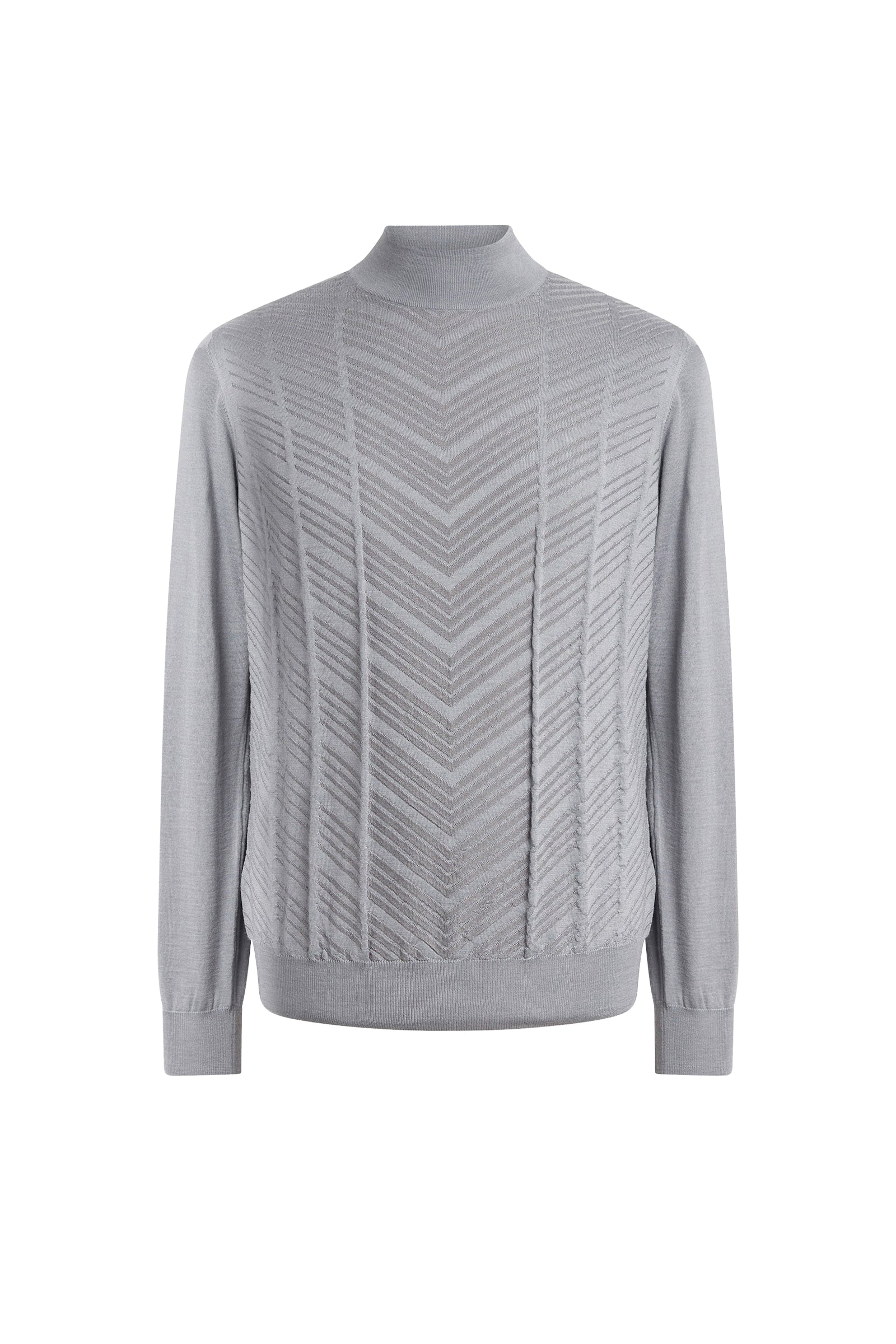 Pull à col montant en cachemire et soie - Soft Grey